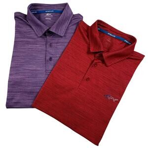 Greg Norman Attack Life Golf Shirts Men's L Purple Red Lot of 2 Performance Polo